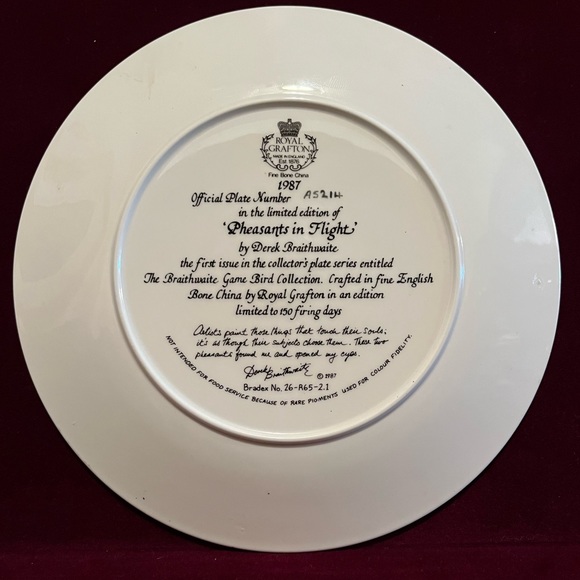 “Pheasants In Flight” Limited Edition Numbered Plate - Picture 2 of 3